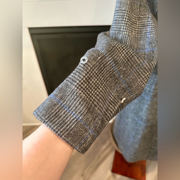 A NEW DAY GRAY BLUE PLAID SIZE M WOMENS MIDSIZED COAT WITH REMOVABLE SLEEVE MUFF - Picture 9 of 16